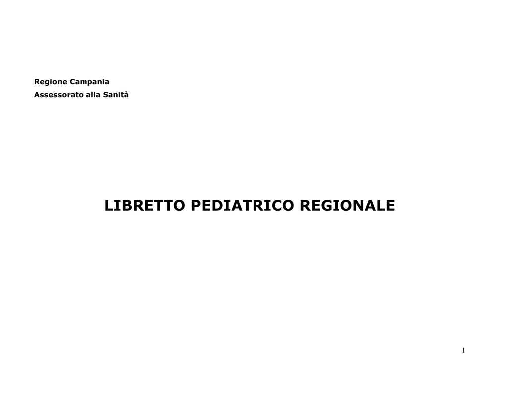 libretto sanitario pediatrico regione campania