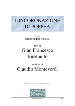 L`incoronazione di Poppea - Libretti d`opera italiani