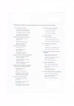 Rispondete alle seguen :i domande facendo una crocetta sulla