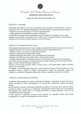 Regolamento pratica C.d.O. Sassari