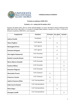 Verbale n. 14 Consiglio degli studenti del 20 ottobre 2011