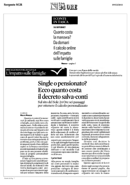 Quanto costa la manovra? Da domani il calcolo online dell`impatto