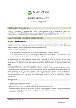 Depositi a Risparmio - SANFELICE 1893 Banca Popolare