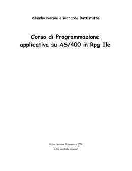 Corso di Programmazione applicativa su AS/400 in Rpg Ile