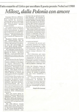 Milosz, dalla Polonia con muore