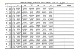 Orario delle lezioni Scuola Secondaria di 1 grado di Aiello del Sabato