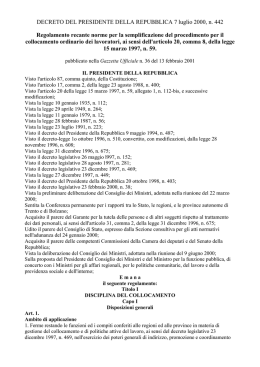 Decreto del Presidente della Repubblica 07 luglio 2000, n. 442