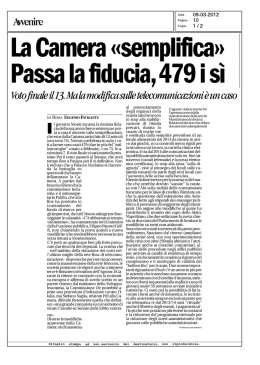 La Camera &laquo;semplifica&raquo; Passa la f`ducia, 479 i si