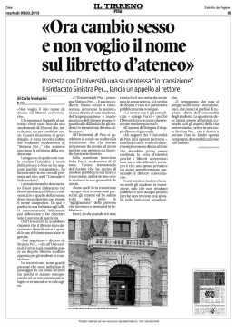 Ora cambio sesso e non voglio il nome sul libretto d`ateneo