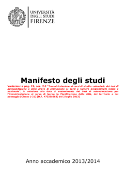 Manifesto degli studi - Università degli Studi di Firenze