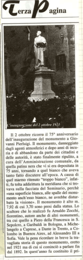 Il monumento a Pierluigi compie 75 anni. Una