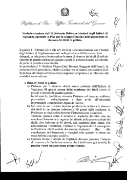 Verbale Prefettura di Pisa rinnovo titoli di polizia