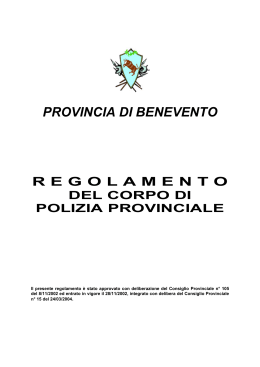 provincia di benevento regolamento del corpo di polizia provinciale