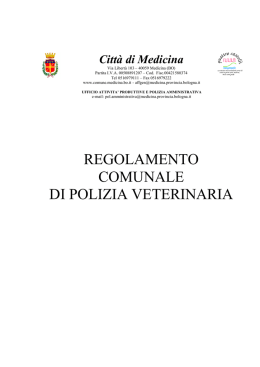 REGOLAMENTO COMUNALE DI POLIZIA VETERINARIA