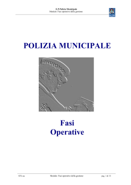 POLIZIA MUNICIPALE Fasi Operative