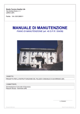 MANUALE DI MANUTENZIONE PIANO DI