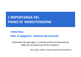 l`importanza del piano di manutenzione