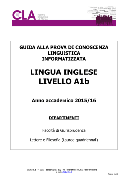 LINGUA INGLESE LIVELLO A1b - Università degli Studi di Trento
