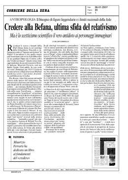 Credere alla Befana, ultim {sﬁda del relativismo