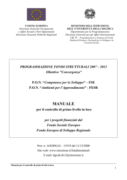 MANUALE per il controllo di primo livello in loco per i progetti