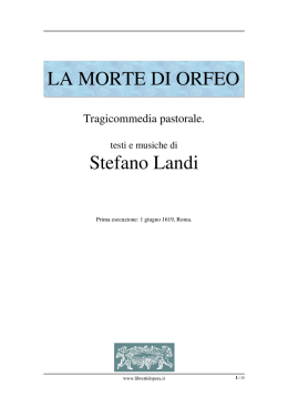 La morte di Orfeo - Libretti d`opera italiani