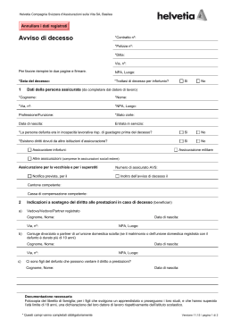 Avviso di decesso (previdenza professionale) - formulario