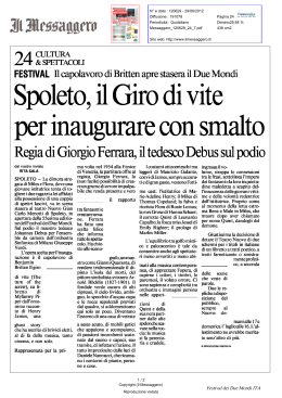 29/06/2012 Il Messaggero Spoleto il Giro di vite per inaugurare con