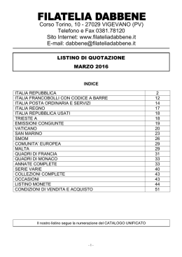 Listino Completo Francobolli