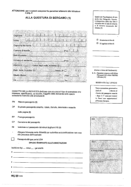 Domanda per il rilascio del Passaporto
