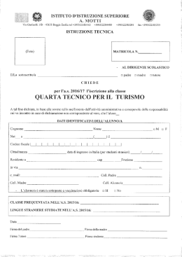 Modulo iscrizione classe 4 tecnico - Istituto di Istruzione superiore A