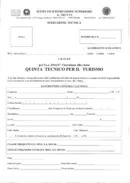 Modulo iscrizione classe 5 tecnico - Istituto di Istruzione superiore A