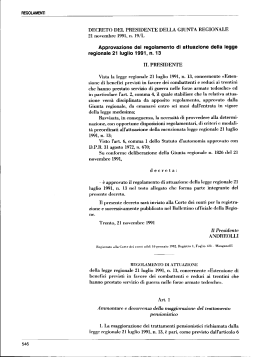 DECRETO DEL PRESIDENTE DELLA GIUNTA REGIONALE 21