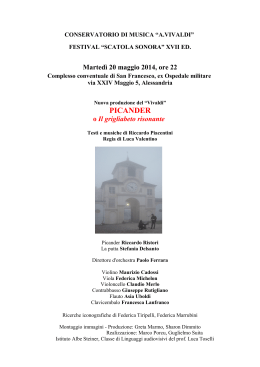 Martedì 20 maggio ore 22 - Conservatorio A. Vivaldi Alessandria