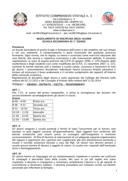 Regolamento disciplinare d`Istituto - Istituto comprensivo 3 Bassano