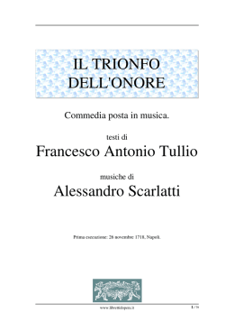 Il trionfo dell`onore - Libretti d`opera italiani