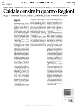 Caldaie censite in quattro Regioni