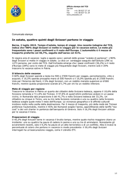 In estate, quattro quinti degli Svizzeri partono in viaggio