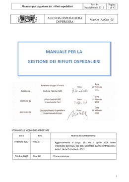 Manuale per la gestione dei rifiuti ospedalieri