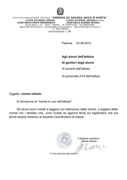 le norme di comportamento in uso nell`Istituto