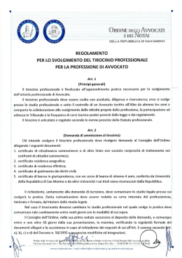 Regolamento del tirocinio per la professione di Avvocato