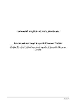 Università degli Studi della Basilicata Prenotazione degli Appelli d