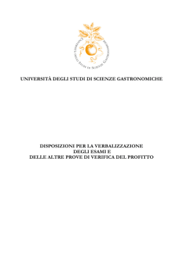 universit&agrave; degli studi di scienze gastronomiche disposizioni per la