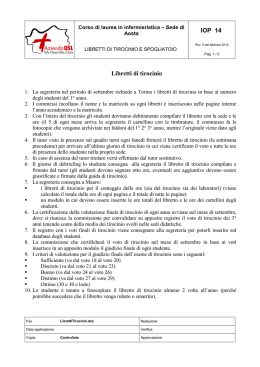 IOP 14 Libretti di tirocinio - Corso di laurea in Infermieristica