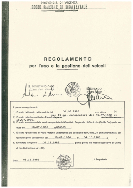 Regolamento per l`uso e la gestione dei veicoli