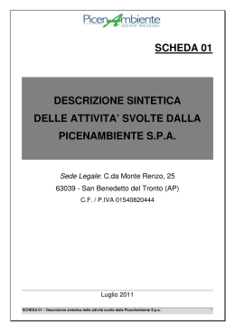Descrizione sintetica attivit&agrave; PicenAmbiente Spa