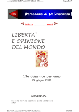 LIBERTA` E OPINIONE E OPINIONE DEL MONDO