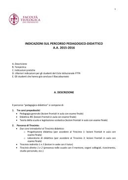 indicazioni per il percorso pedagogico-didattico