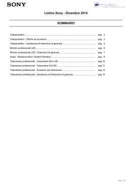 Listino Sony - Dicembre 2014 SOMMARIO