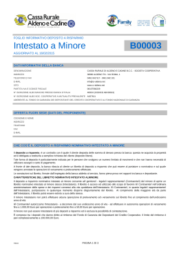 Intestato a Minore - Cassa Rurale di Aldeno e Cadine