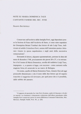 note su maria domenica taus cantante fanese del sec. xviii